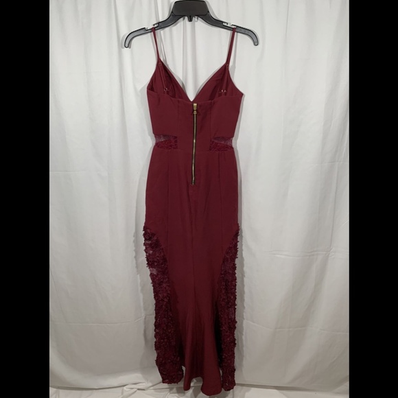 NEW $438‎ Maria Blanca Nero Shannon Lace Inset Gown in Burgundy [SZ 0 ] - Picture 10 of 12